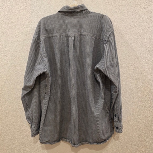 Carhartt Mens Hickory Stripe Quarter Zip Long Sleeve Work Shirt Large - Picture 8 of 12